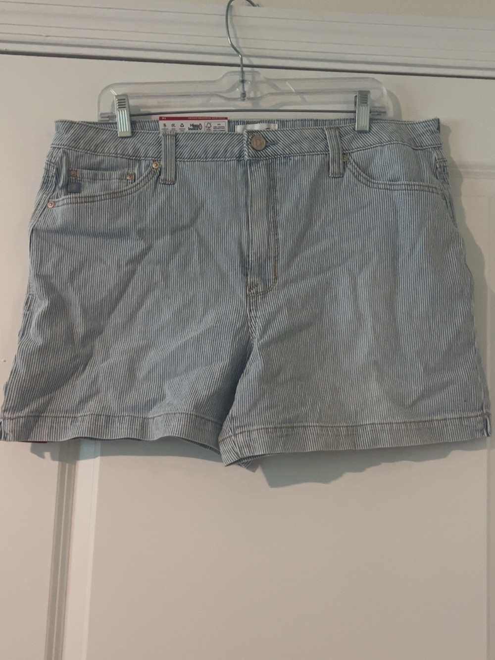 Seven7 Light Blue Pinstripe Denim Shorts